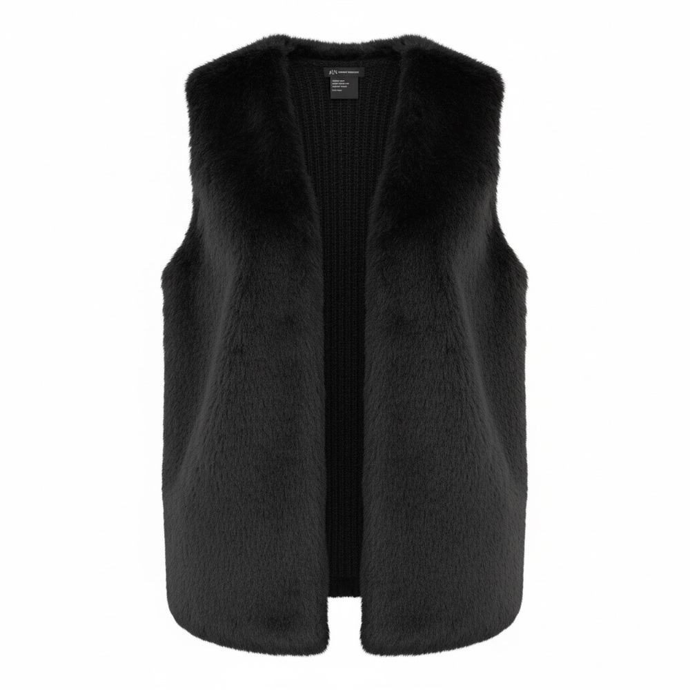 Armani Exchange Black Faux Fur Vest